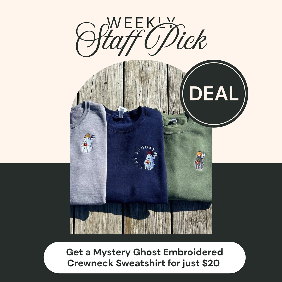 Mystery Ghost Embroidered Crewneck Sweatshirt