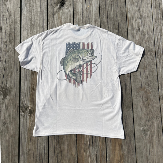 Bass Shirt, American Flag Shirt, Fish Shirt, Fishing Shirt, Men's Shirt, Outdoor Shirt