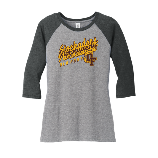 Old Fort (OFAS-18) Design on District Women’s Perfect Tri 3/4-Sleeve Raglan (DM136L)
