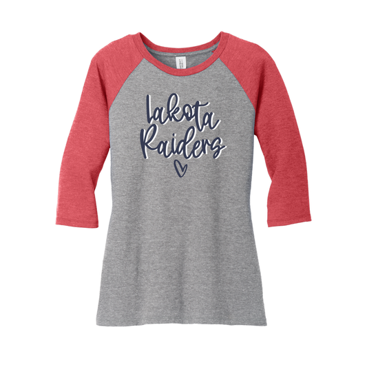 Lakota (RAS-57) Design on District Women’s Perfect Tri 3/4-Sleeve Raglan (DM136L)