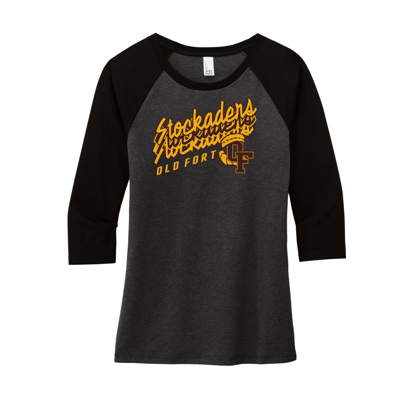 Old Fort (OFAS-18) Design on District Women’s Perfect Tri 3/4-Sleeve Raglan (DM136L)