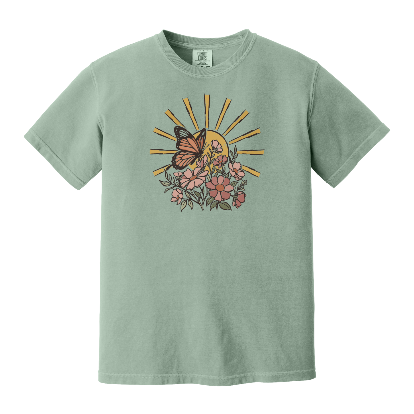 Butterfly Shirt, Floral Shirt, Spring Shirt, Sunshine Shirt (1717)