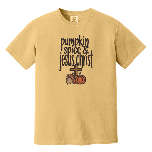 Pumpkin Spice & Jesus Christ Comfort Colors Shirt, Fall, Christian, Jesus, Pumpkin, Autumn