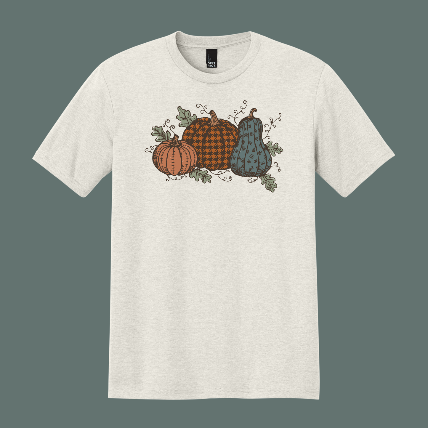 Vintage Patterned Houndstooth Pumpkins Shirt, Fall Shirt, Autumn Shirt, Pumpkin Shirt (DM130)