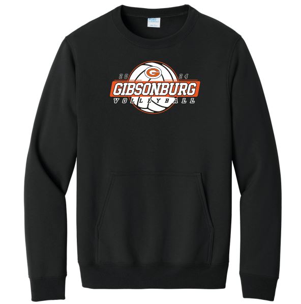 2024 Gibsonburg Volleyball Port & Company® Core Fleece Crewneck Pocket Sweatshirt (PC78PKT) DESIGN 1