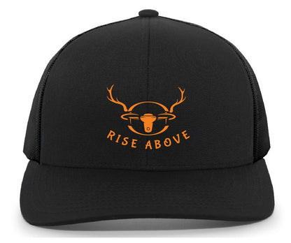 Rise Above- Trucker Snapback Cap (104C)- Orange or Black