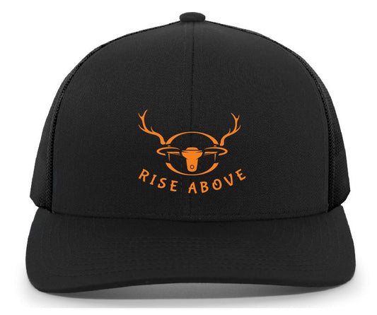 Rise Above- Trucker Snapback Cap (104C)- Orange or Black