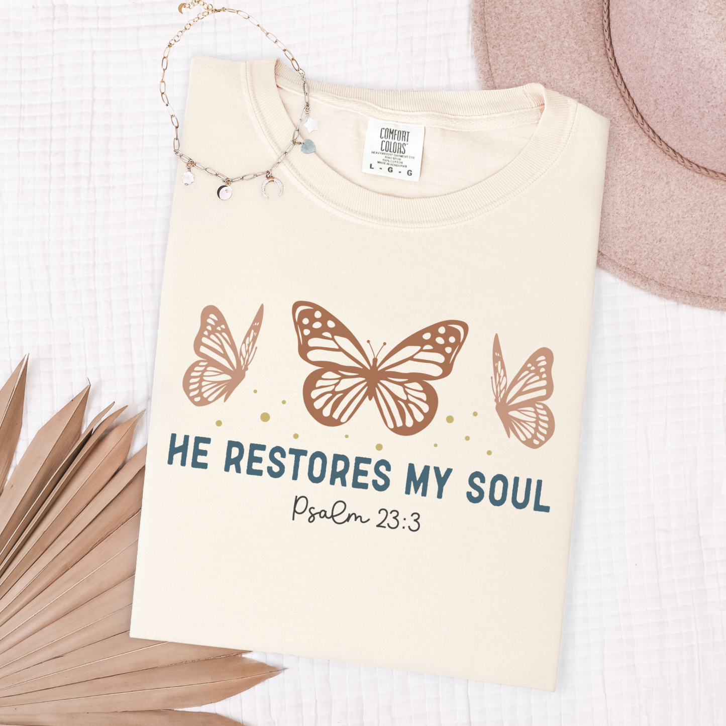 He Restores My Soul Shirt, Christian Shirt, Faith Shirt, Jesus Shirt, Butterflies Shirt