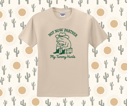 Not Now Partner My Tummy Hurts Shirt, Funny Shirt (29M)
