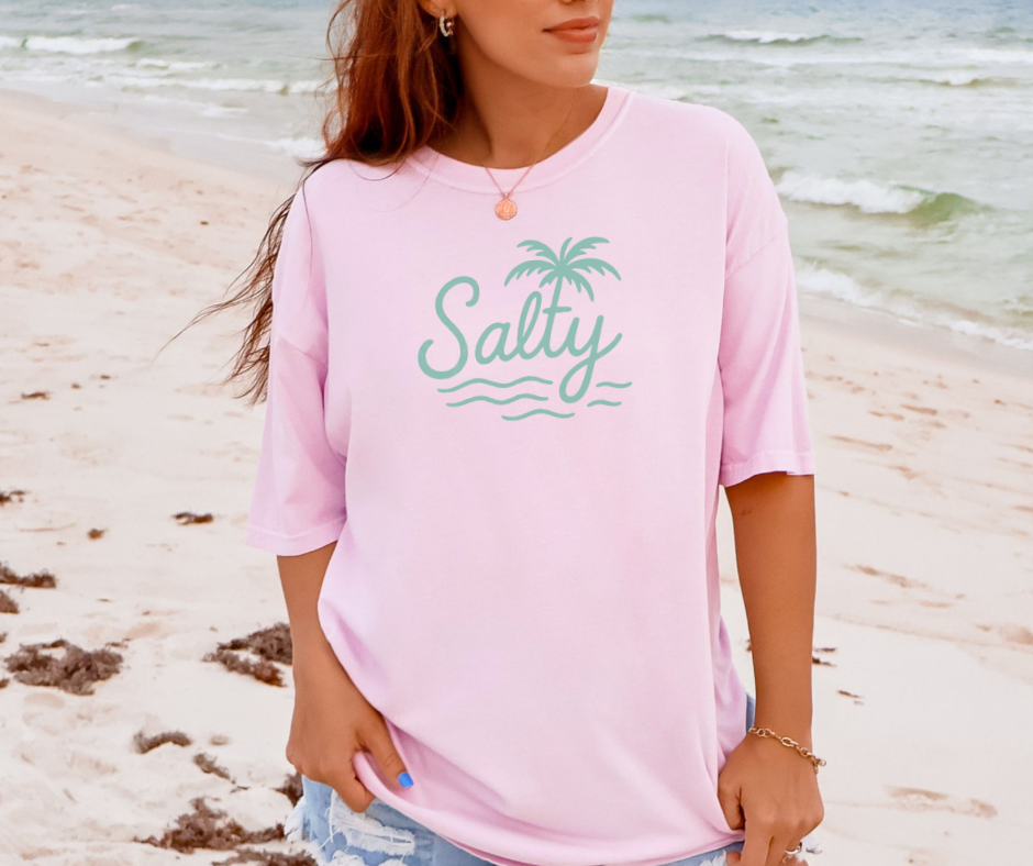 Salty Shirt, Palm Tree Shirt, Ocean Shirt, Summer Shirt, Women's Shirt (1717)