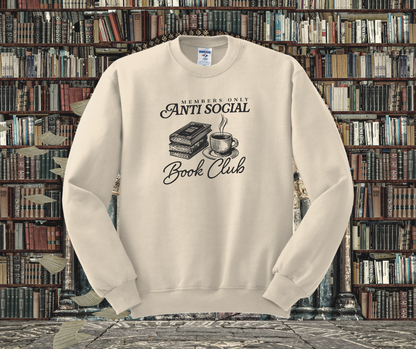 Members only Antisocial Book Club Crewneck Sweatshirt, Book Crewneck Sweatshirt, Book Lover Crewneck Sweatshirt
