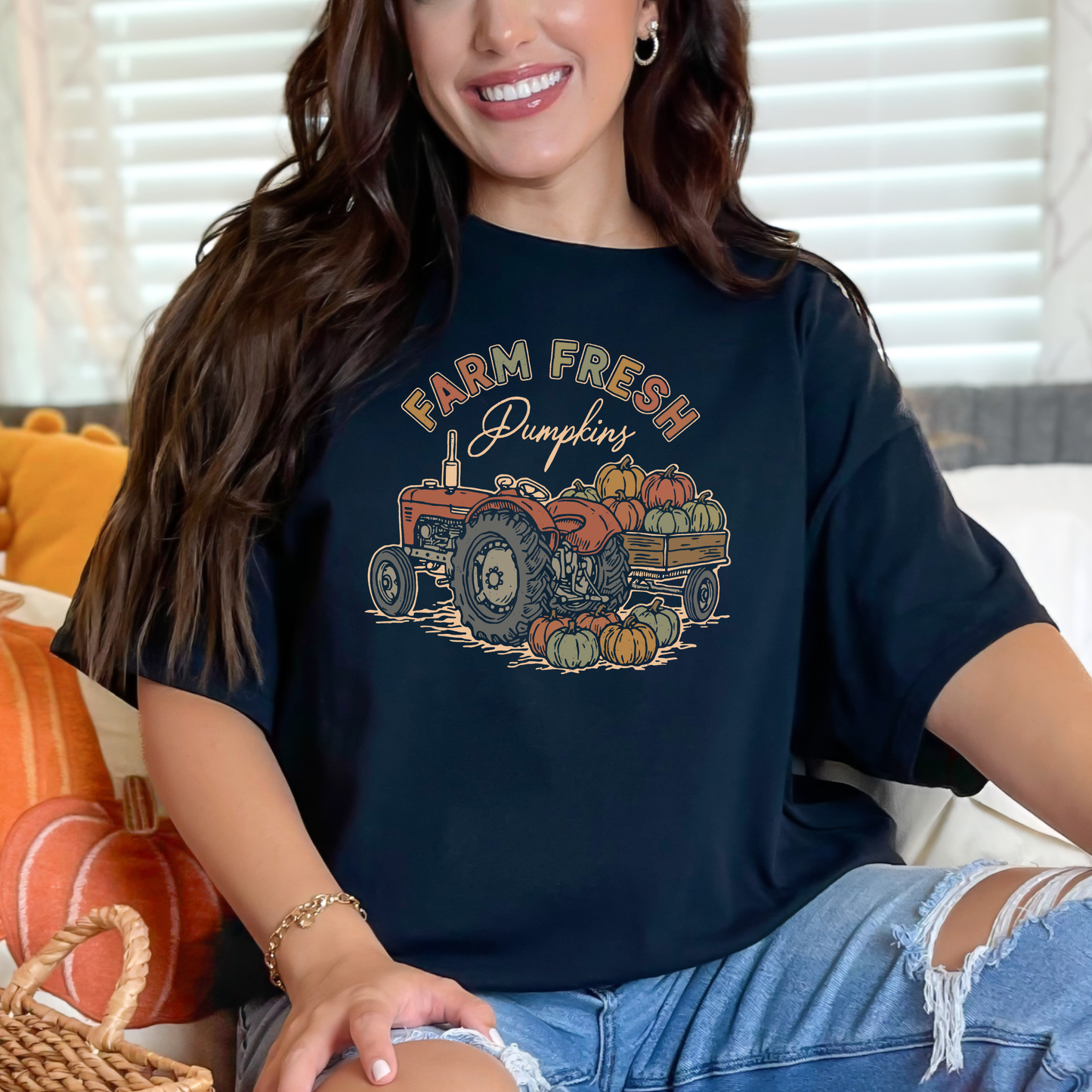 Farm Fresh Pumpkins Shirt, Fall Shirt, Autumn Shirt, Pumpkin Shirt, Tractor Shirt, Farmer Shirt