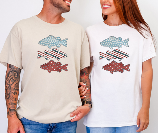 Bass USA Pattern Shirt, Fish Shirt, USA Shirt, Patriotic Shirt, America Shirt, Men's Shirt, Women's Shirt (29M)