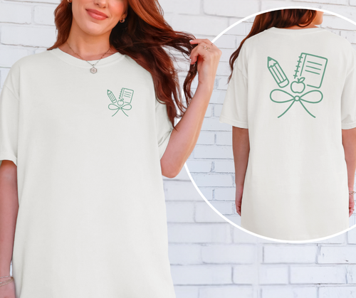 School Bow Shirt, Back to School Shirt, Teacher Shirt, Women's Shirt (1717)