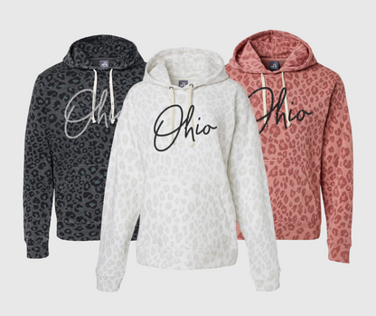 Ohio Hooded Sweatshirt, Leopard Print Hooded Sweatshirt, Glitter Hooded Sweatshirt, State Hooded Sweatshirt