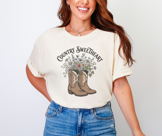 Country Sweetheart Shirt, Western Shirt, Cowboy Shirt, Cowgirl Shirt, Cowboy Boots Shirt, Cowgirl Boots Shirt (1717)