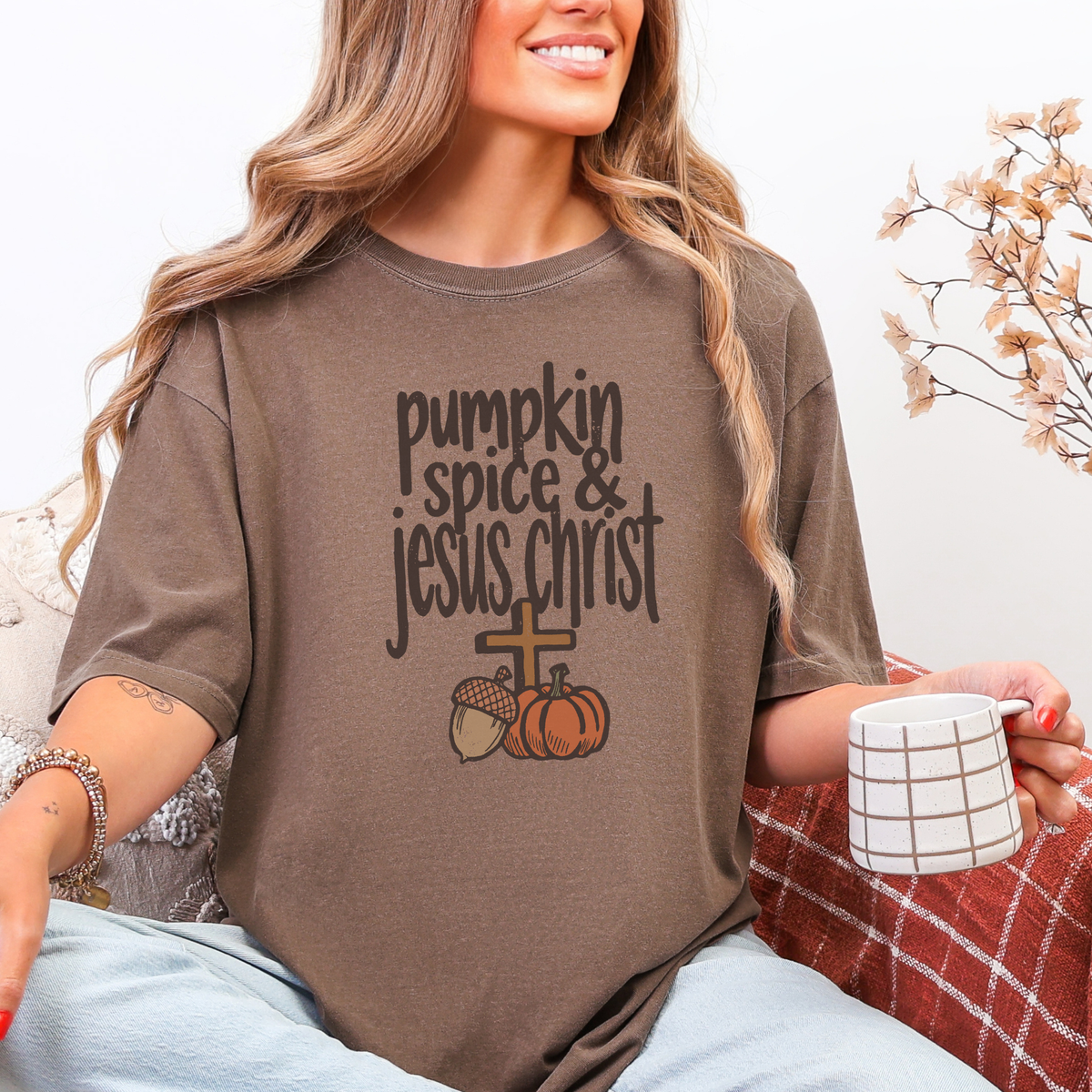 Pumpkin Spice & Jesus Christ Comfort Colors Shirt, Fall, Christian, Jesus, Pumpkin, Autumn
