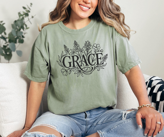 Grace Shirt, Christian Shirt, Floral Shirt (1717)