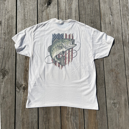 Bass Shirt, American Flag Shirt, Fish Shirt, Fishing Shirt, Men's Shirt, Outdoor Shirt
