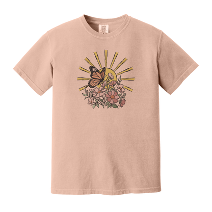 Butterfly Shirt, Floral Shirt, Spring Shirt, Sunshine Shirt (1717)