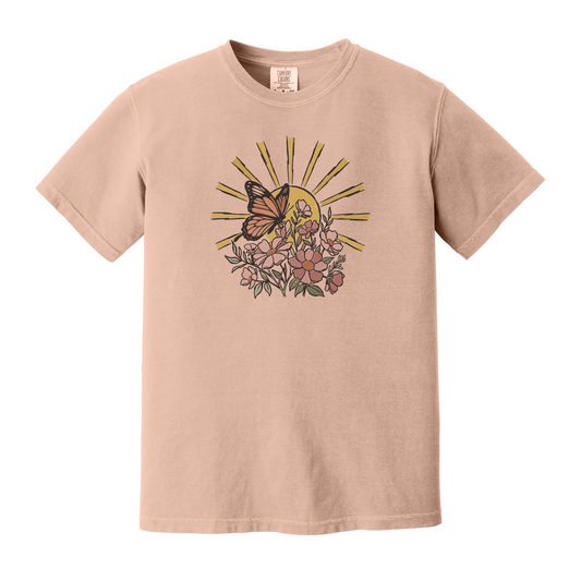 Butterfly Shirt, Floral Shirt, Spring Shirt, Sunshine Shirt (1717)
