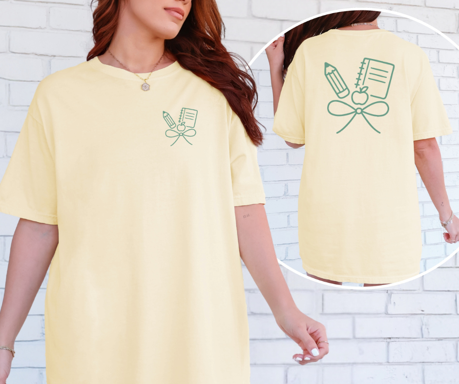 School Bow Shirt, Back to School Shirt, Teacher Shirt, Women's Shirt (1717)