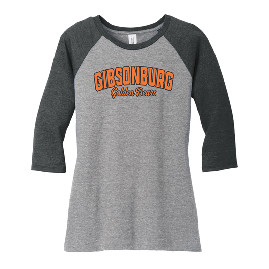 Gibsonburg (GBAS-19) Design on District Women’s Perfect Tri 3/4-Sleeve Raglan (DM136L)