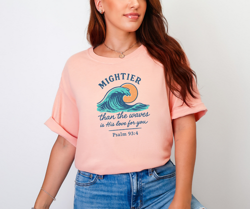 Mightier Than The Waves is His Love For You Shirt, Christian Shirt, Summer Shirt, Women's Shirt (1717)