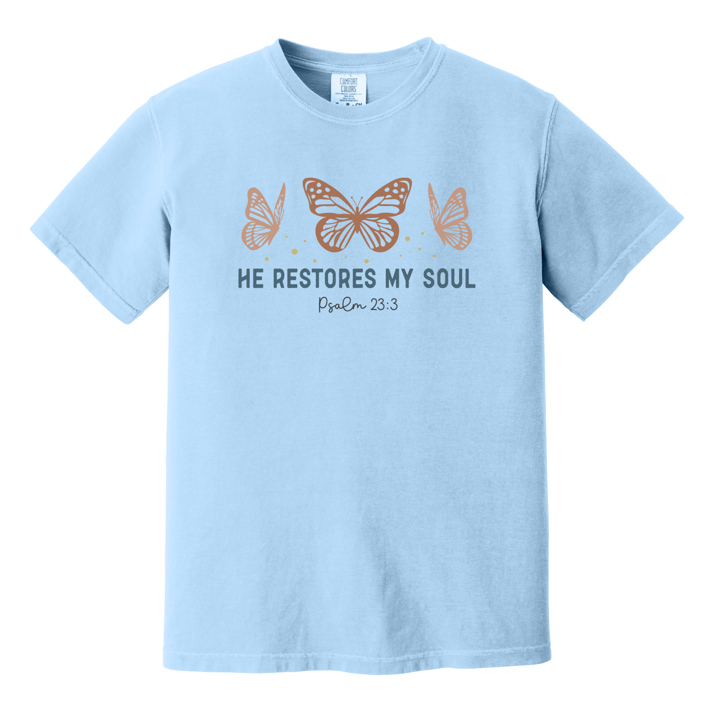He Restores My Soul Shirt, Christian Shirt, Faith Shirt, Jesus Shirt, Butterflies Shirt
