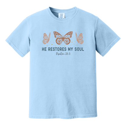 He Restores My Soul Shirt, Christian Shirt, Faith Shirt, Jesus Shirt, Butterflies Shirt