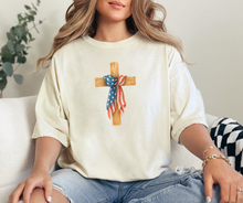 Cross with American Flag Shirt, Patriotic Shirt, Christian Shirt, Women's Shirt (1717)