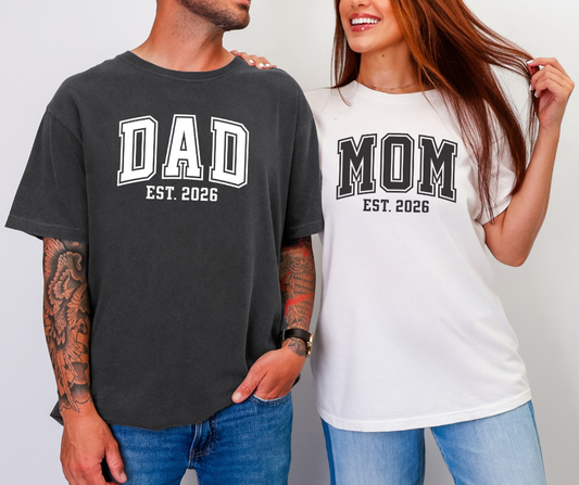 Mom & Dad Shirts, New Parent Gift, Mom Shirt, Dad Shirt, Mom Est., Dad Est.
