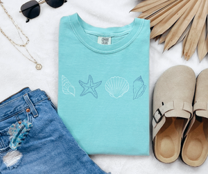 Sea Shells Shirt, Ocean Shirt, Shell Shirt, Starfish Shirt (1717)