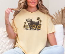 Highland Cow in Sunflowers Shirt, Sunflower Shirt, Cow Shirt Summer Shirt (1717)