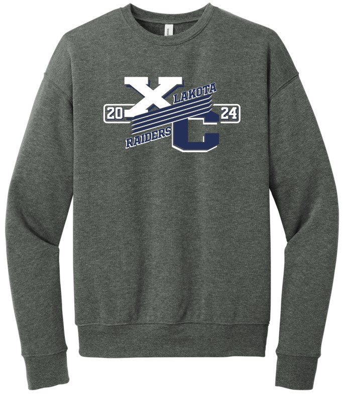 2024 Lakota Cross Country Unisex Drop Shoulder Fleece Crewneck Sweatshirt (3945) deep heather