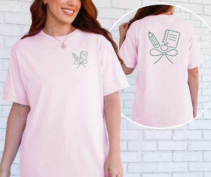 School Bow Shirt, Back to School Shirt, Teacher Shirt, Women's Shirt (1717)