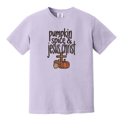 Pumpkin Spice & Jesus Christ Comfort Colors Shirt, Fall, Christian, Jesus, Pumpkin, Autumn