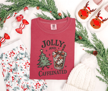 Jolly and Caffeinated Shirt, Christmas Shirt, Coffee Shirt, Iced Coffee Shirt (1717)