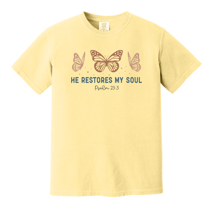 He Restores My Soul Shirt, Christian Shirt, Faith Shirt, Jesus Shirt, Butterflies Shirt