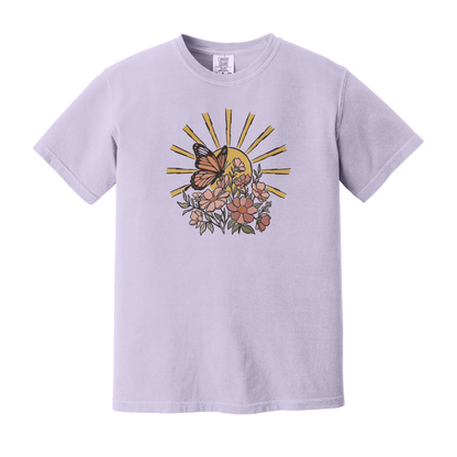 Butterfly Shirt, Floral Shirt, Spring Shirt, Sunshine Shirt (1717)