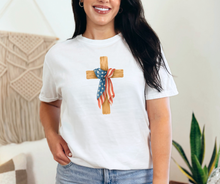 Cross with American Flag Shirt, Patriotic Shirt, Christian Shirt, Women's Shirt (1717)