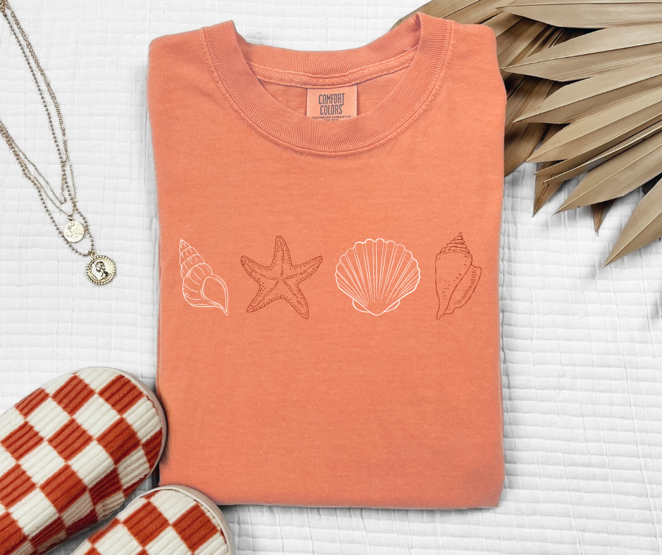 Sea Shells Shirt, Ocean Shirt, Shell Shirt, Starfish Shirt (1717)