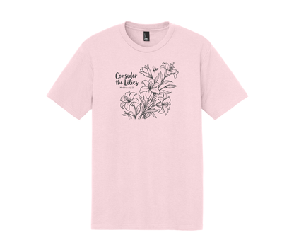 Consider the Lilies Matthew 6:28 Shirt, Spring Shirt, Christian Shirt, Women's Shirt, Faith Shirt