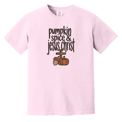 Pumpkin Spice & Jesus Christ Comfort Colors Shirt, Fall, Christian, Jesus, Pumpkin, Autumn