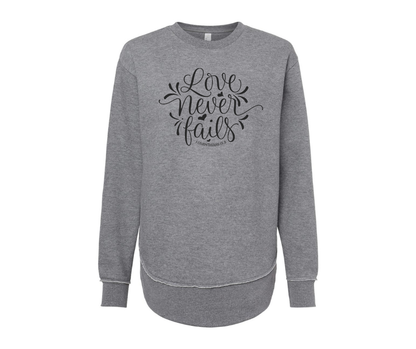 Love Never Fails Corinthians 13:8 Sweatshirt, Christian Sweatshirt, Women's Sweatshirt
