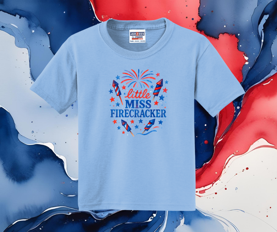 Little Miss Firecracker Shirt, Baby Onesie, Toddler Shirt, Youth Shirt, Kids Shirt, Patriotic Shirt, USA Shirt, America Shirt
