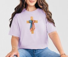 Cross with American Flag Shirt, Patriotic Shirt, Christian Shirt, Women's Shirt (1717)