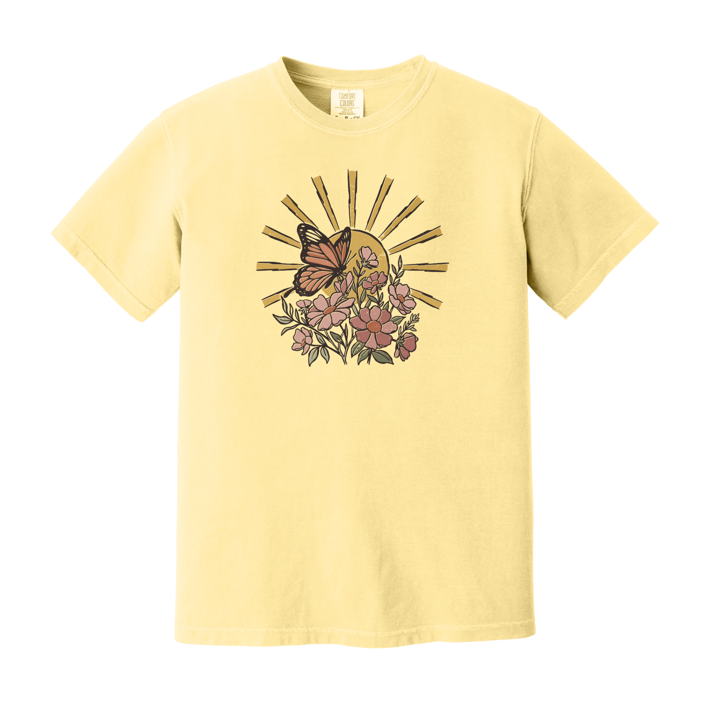 Butterfly Shirt, Floral Shirt, Spring Shirt, Sunshine Shirt (1717)
