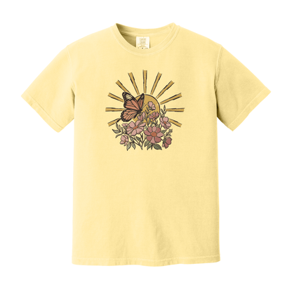 Butterfly Shirt, Floral Shirt, Spring Shirt, Sunshine Shirt (1717)
