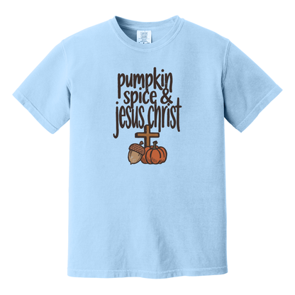 Pumpkin Spice & Jesus Christ Comfort Colors Shirt, Fall, Christian, Jesus, Pumpkin, Autumn